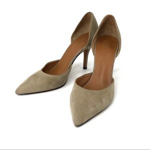 VINCE Celeste Suede D'Orsay Pointed Toe Pumps - Beige 7